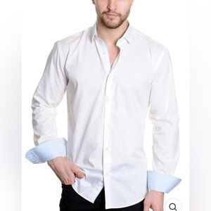 Mizumi White modern fit long sleeve shirt button down.